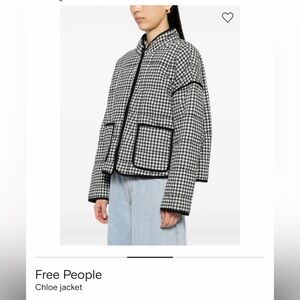 Free People Chloe jacket Raven Black White Gingham Coat